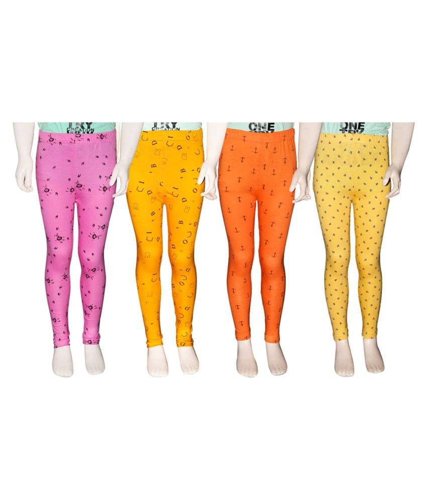     			FnMe Pack of 4 Girls 100% Cotton Leggings ( Baby Pink )