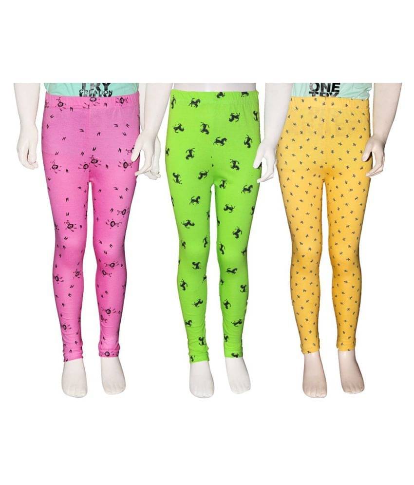     			FnMe Pack of 3 Girls 100% Cotton Leggings ( Baby Pink )