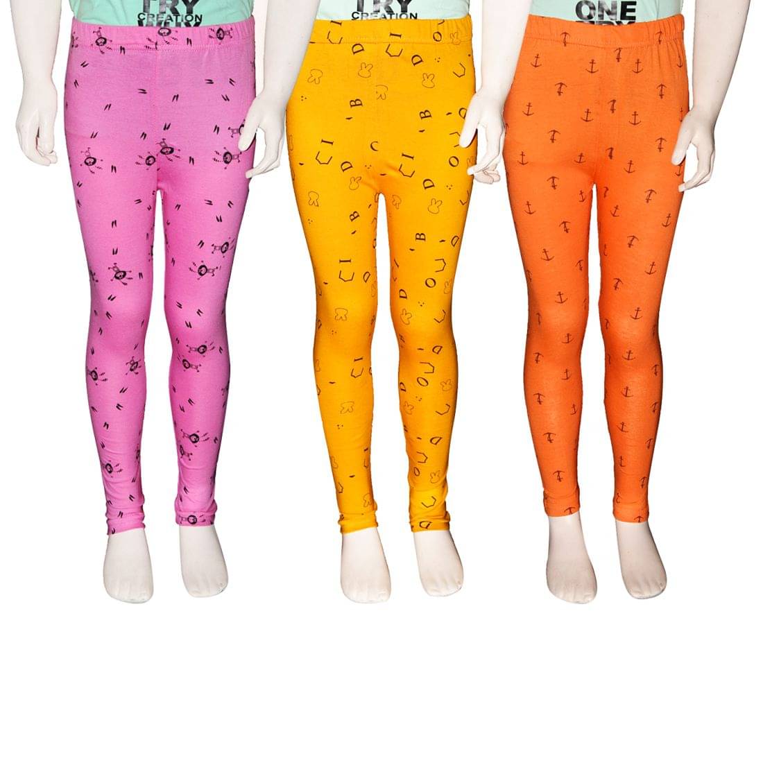     			FnMe Pack of 3 Girls 100% Cotton Leggings ( Baby Pink )