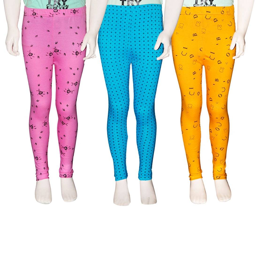     			FnMe Pack of 3 Girls 100% Cotton Leggings ( Baby Pink )