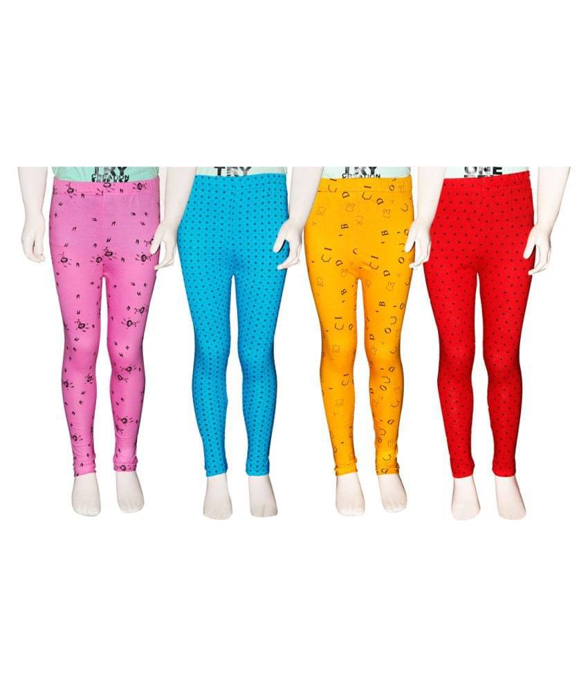    			FnMe Pack of 4 Girls 100% Cotton Leggings ( Baby Pink )