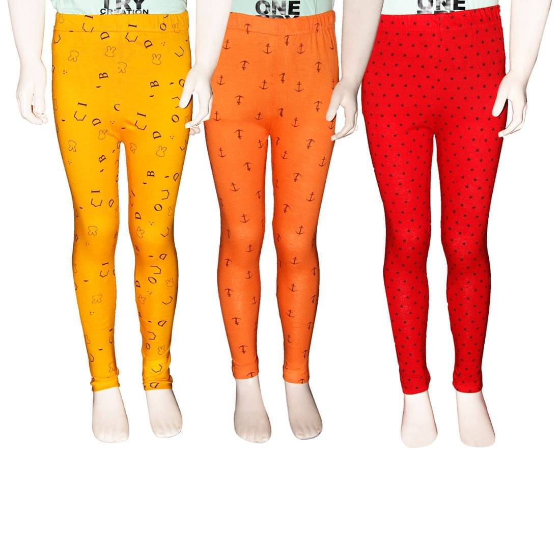     			FnMe Pack of 3 Girls 100% Cotton Leggings ( Blood Red )