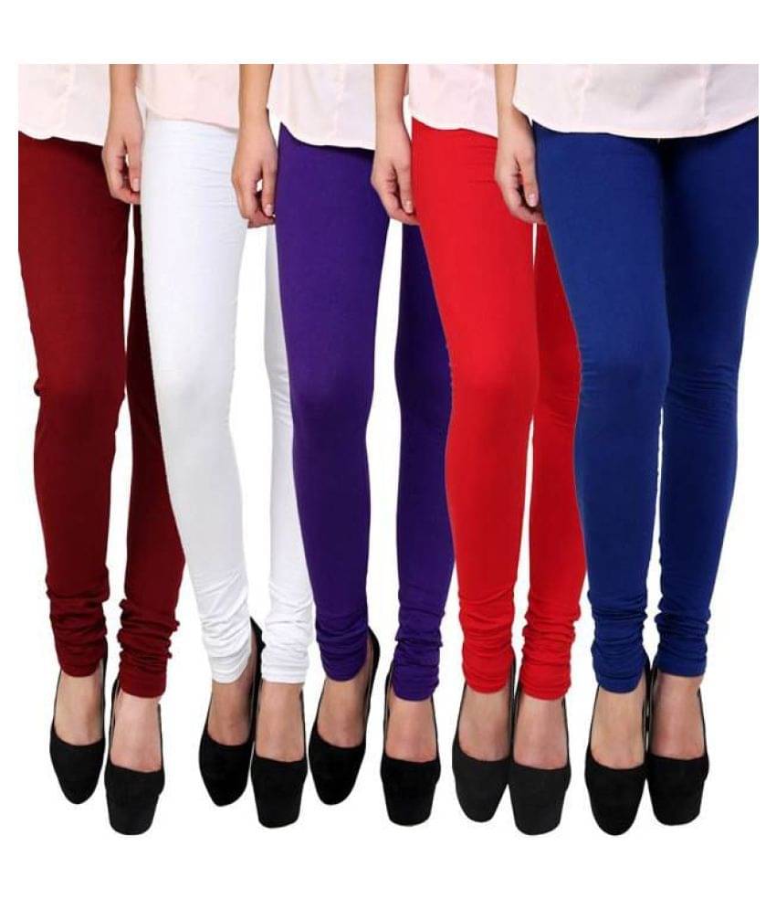     			FnMe Pack of 5 Girls 100% Cotton Leggings ( Green )