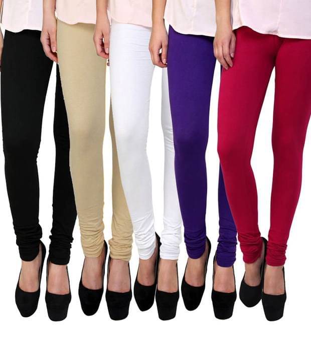     			FnMe Pack of 5 Girls 100% Cotton Leggings ( Green )