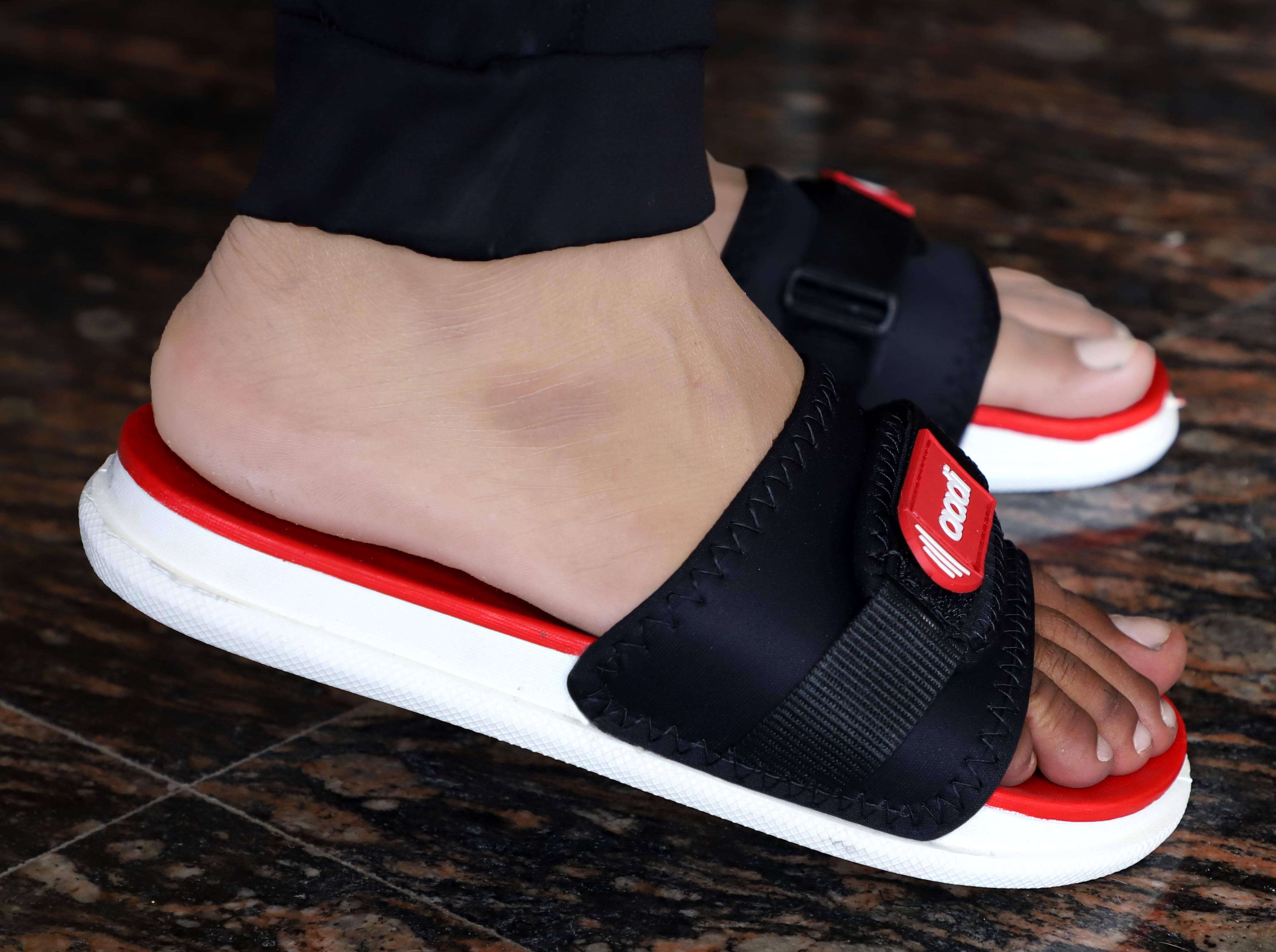 Aadi - Red PU Slide Flip flop