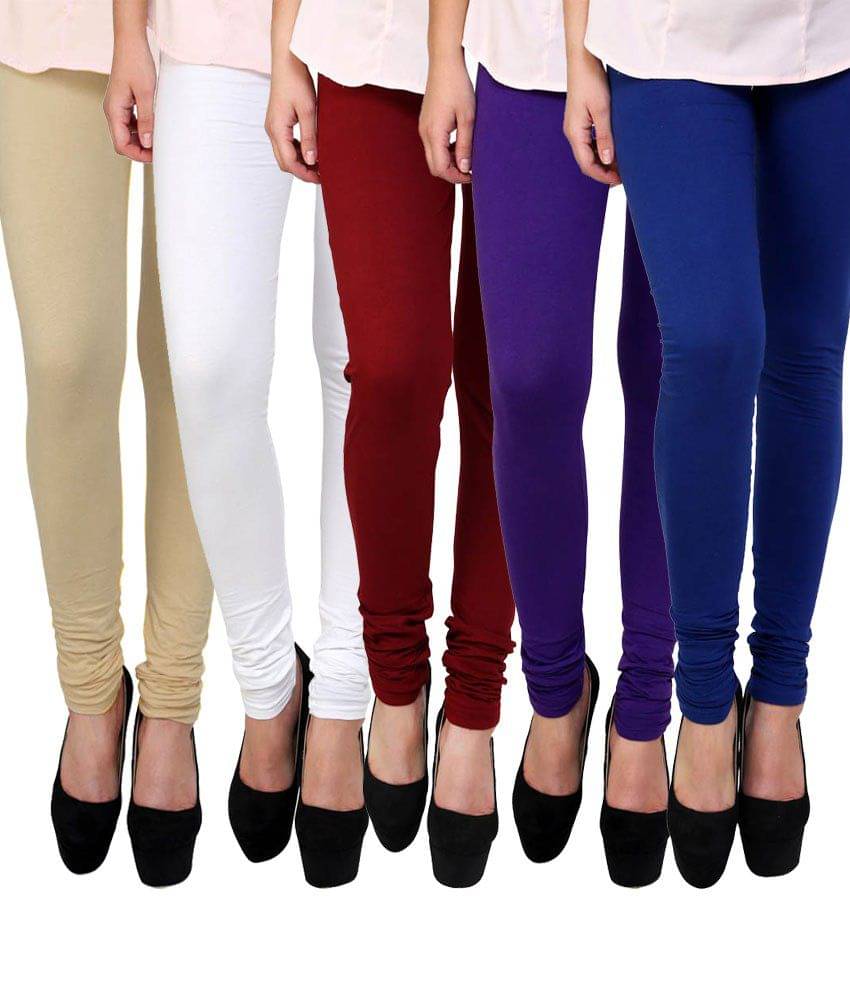     			FnMe Pack of 5 Girls 100% Cotton Leggings ( Green )