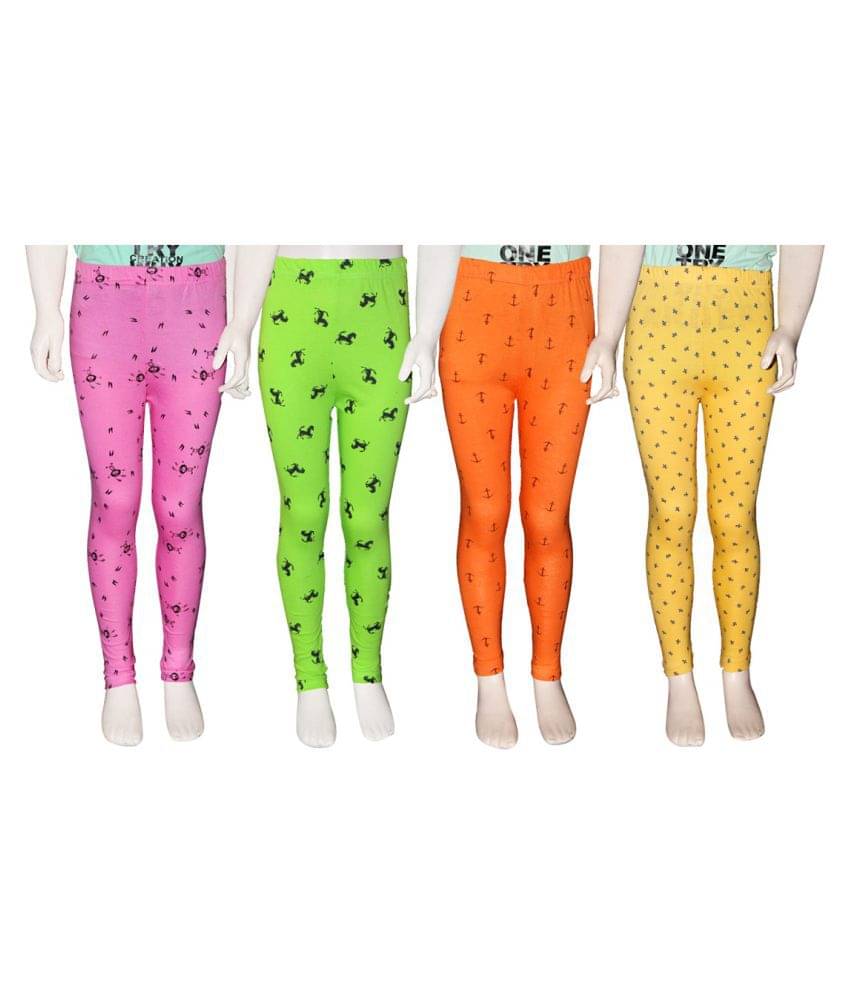     			FnMe Pack of 4 Girls 100% Cotton Leggings ( Baby Pink )