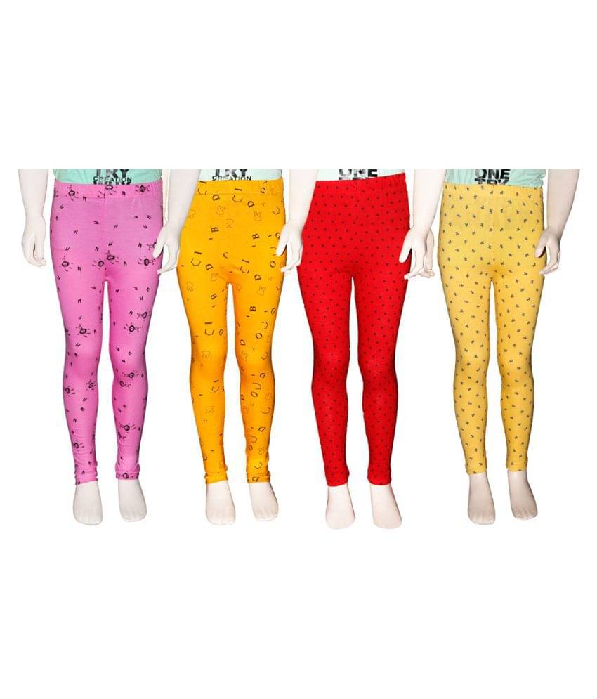     			FnMe Pack of 4 Girls 100% Cotton Leggings ( Baby Pink )