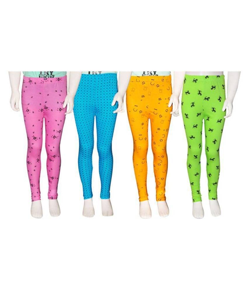     			FnMe Pack of 4 Girls 100% Cotton Leggings ( Baby Pink )