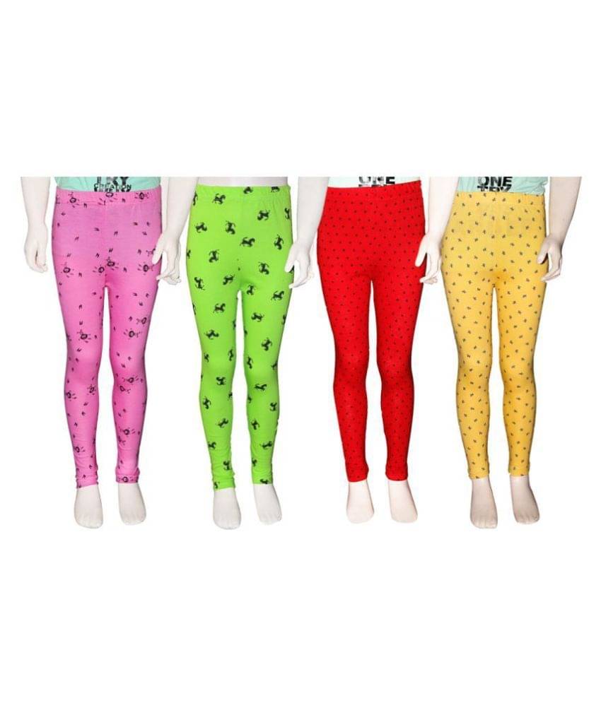     			FnMe Pack of 4 Girls 100% Cotton Leggings ( Baby Pink )