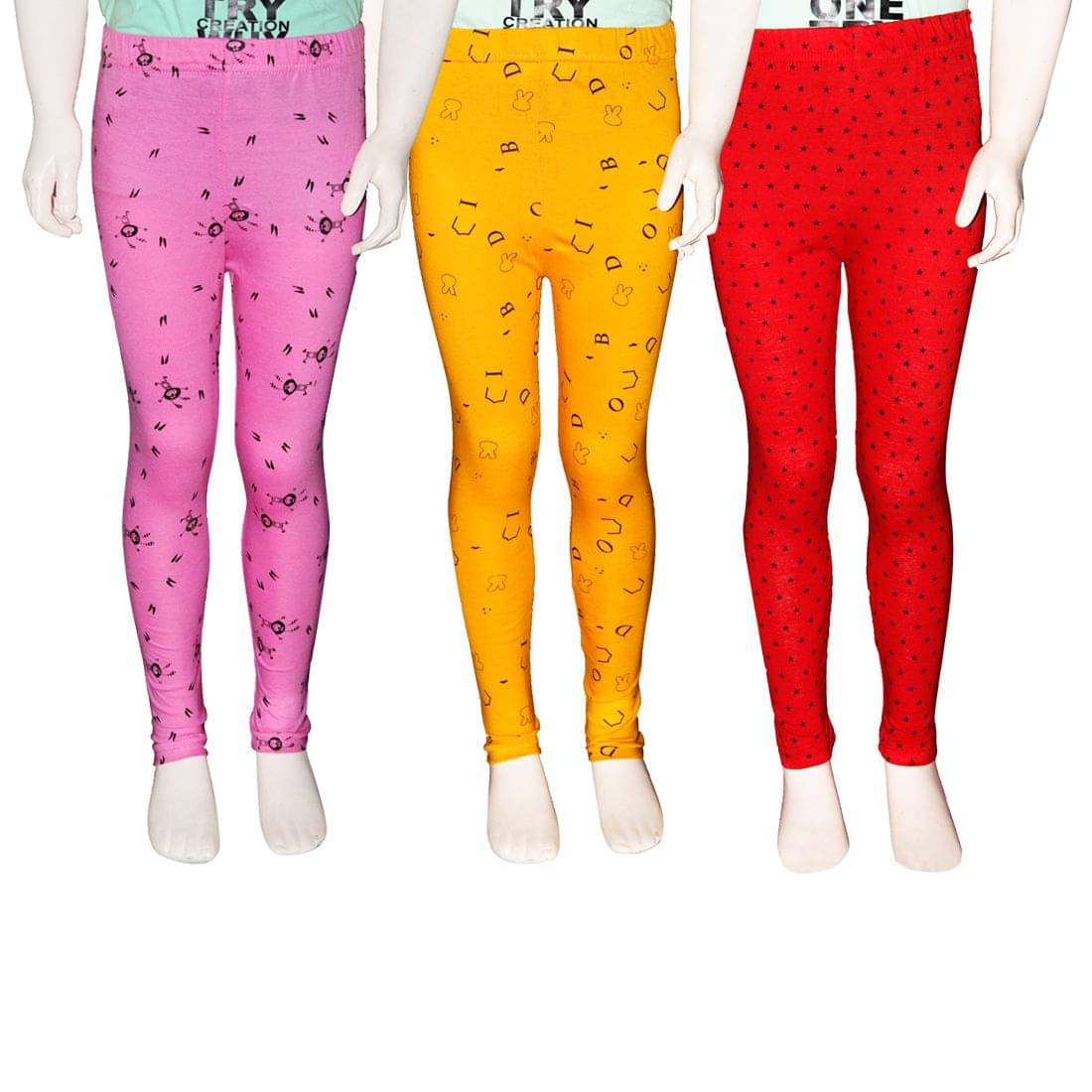     			FnMe Pack of 3 Girls 100% Cotton Leggings ( Baby Pink )