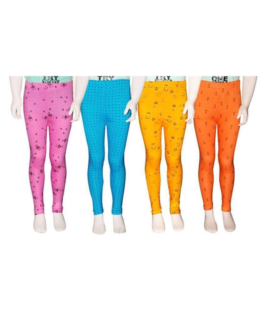     			FnMe Pack of 4 Girls 100% Cotton Leggings ( Baby Pink )