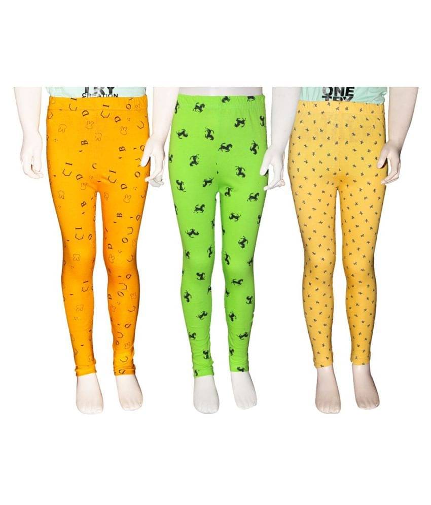    			FnMe Pack of 3 Girls 100% Cotton Leggings ( Blood Red )