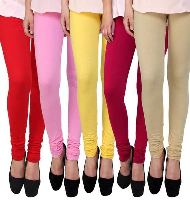     			FnMe Pack of 5 Girls 100% Cotton Leggings ( Green )
