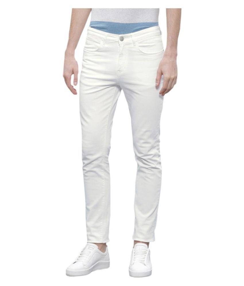 HALOGEN - White Cotton Blend Slim Fit Men's Jeans ( Pack of 1 )     			HALOGEN - White Cotton Blend Slim Fit Men's Jeans ( Pack of 1 )