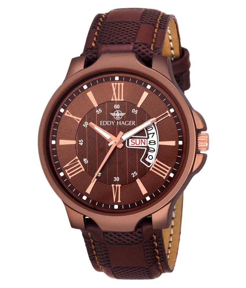     			Eddy Hager 1640 BR Day & Date Leather Analog Men's Watch
