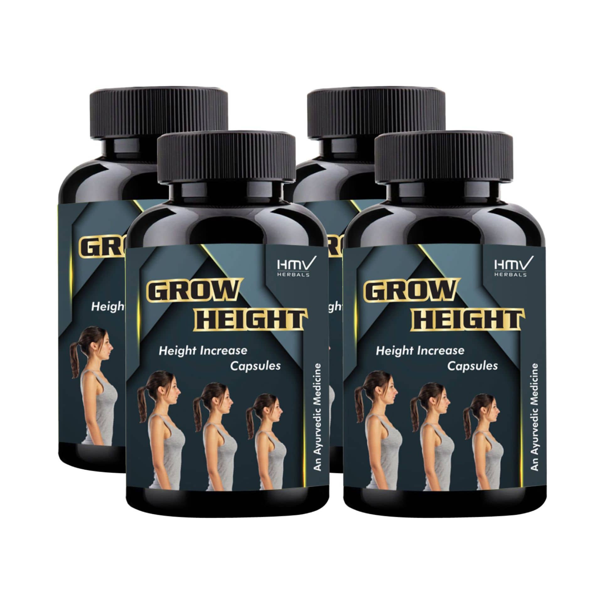 Hmv Herbals Grow Height Herbal Height Growth Capsule 120 No.S Pack of 4