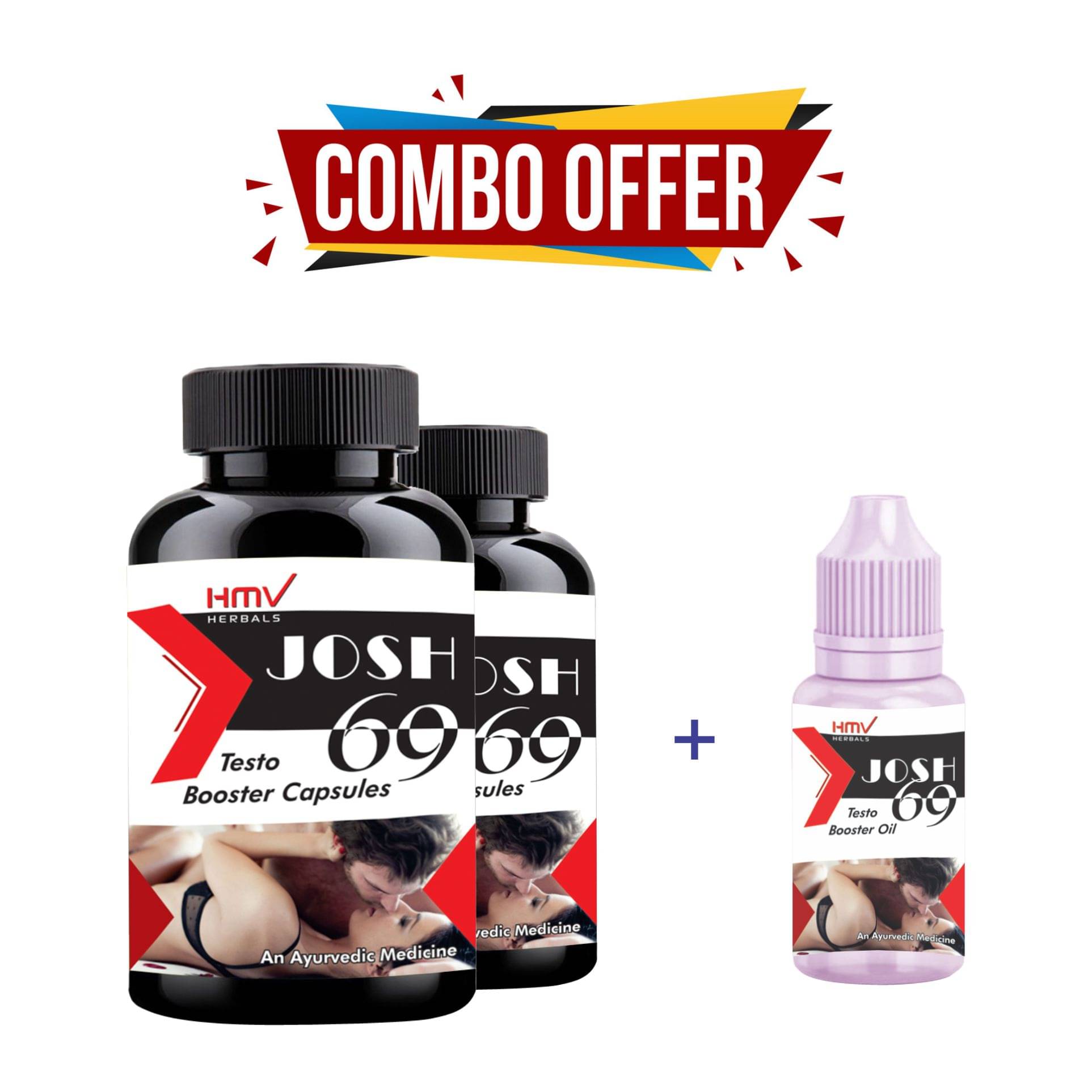     			HMV Herbals JOSH 69 Testo Booster Combo Capsule+Oil Capsule 60 no.s Pack of 3