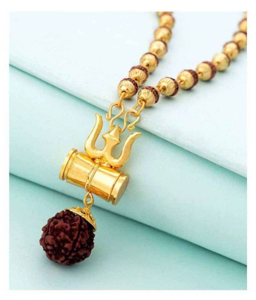     			PAYSTORE 5 Mukhi Cap Rudraksha Mala With Shiv Trishul & Damru Pendant