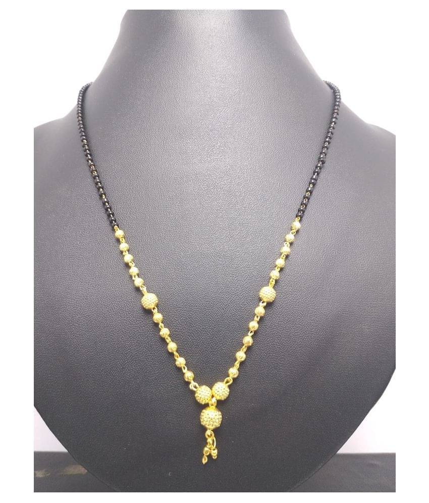 SONI Mangalsutra Women's Pride Daily wear Gold Plated Mangalsutra for Women 18-inch Length Black Beads Short Chain Mangalsutra SONI Mangalsutra Women's Pride Daily wear Gold Plated Mangalsutra for Women 18-inch Length Black Beads Short Chain Mangalsutra