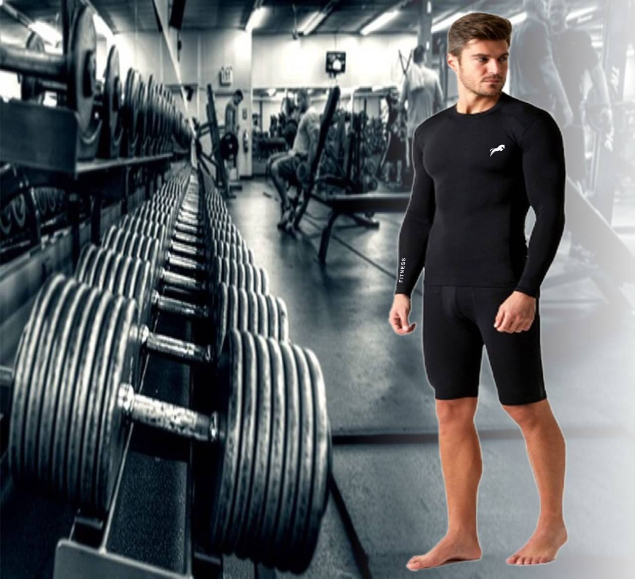     			JUST RIDER Compression Black Top Tshirt Full Sleeve Tights