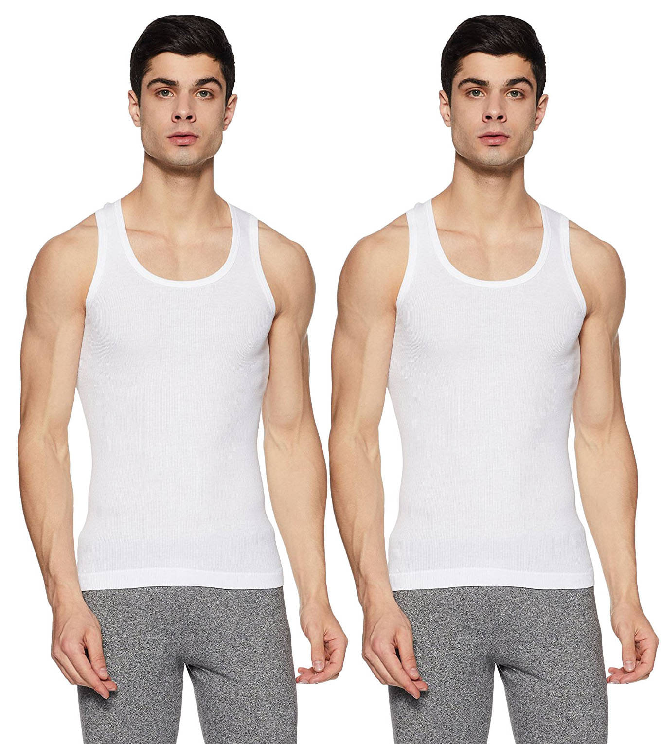 Euro White Sleeveless Vests Pack of 2 Euro White Sleeveless Vests Pack of 2