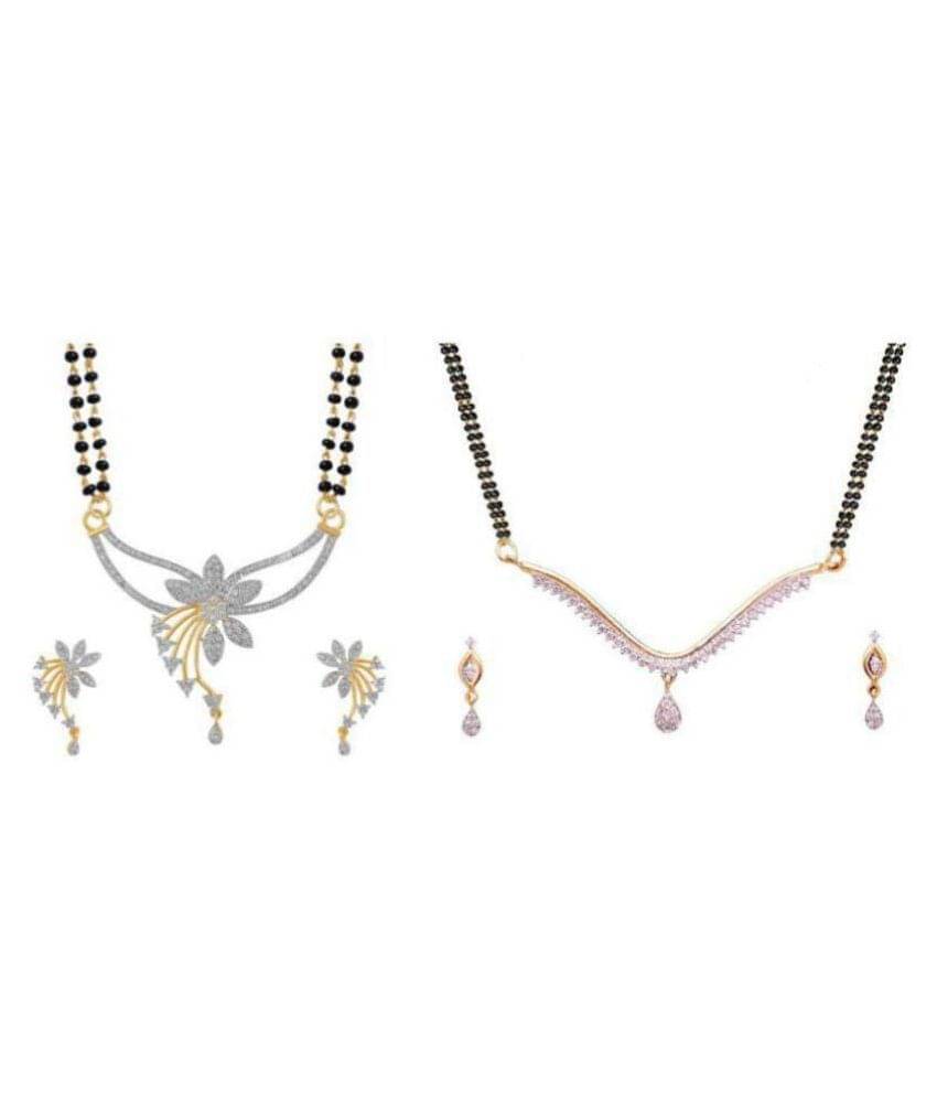 Navya Collection Combo of Latest Design Gold Plated American Diamond Mangalsutra Set For Woman Navya Collection Combo of Latest Design Gold Plated American Diamond Mangalsutra Set For Woman