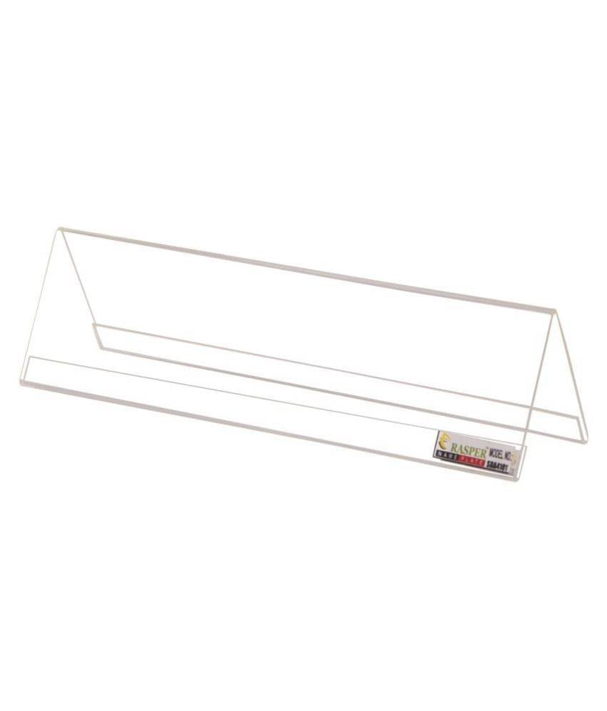     			Rasper Acrylic Name Plate A Shape Double Sided Table Top Sign Holder Table & Desk Name Plate Display Stand for Office Table (9x2.5 Inches) - Pack of 10 Pcs