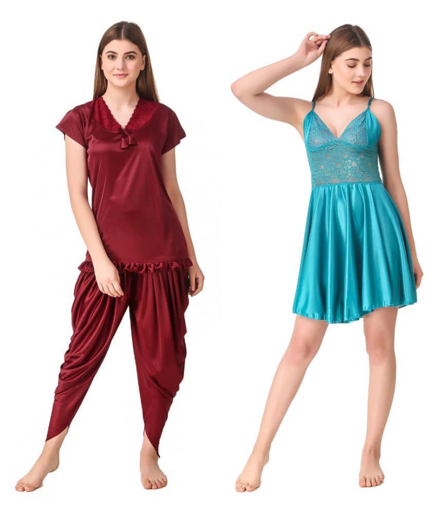Reposey Satin Night Dress - Multi Color - Nightwear & Loungewear | Buy online on ZillyBuy