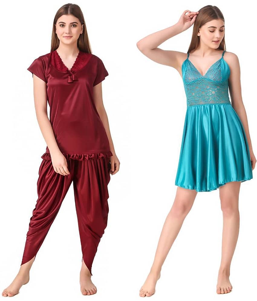 Reposey Satin Night Dress - Multi Color - Nightwear & Loungewear | Buy online on ZillyBuy