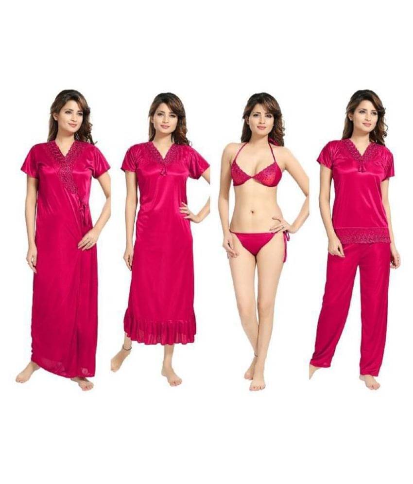 Reposey Satin Night Dress - Pink     			Reposey Satin Night Dress - Pink
