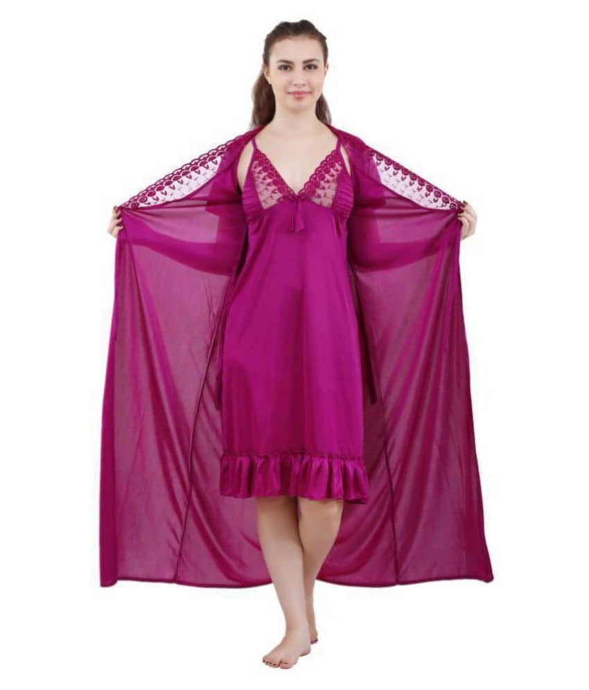 Reposey Satin Night Dress - Purple - Nightwear & Loungewear | Buy online on ZillyBuy