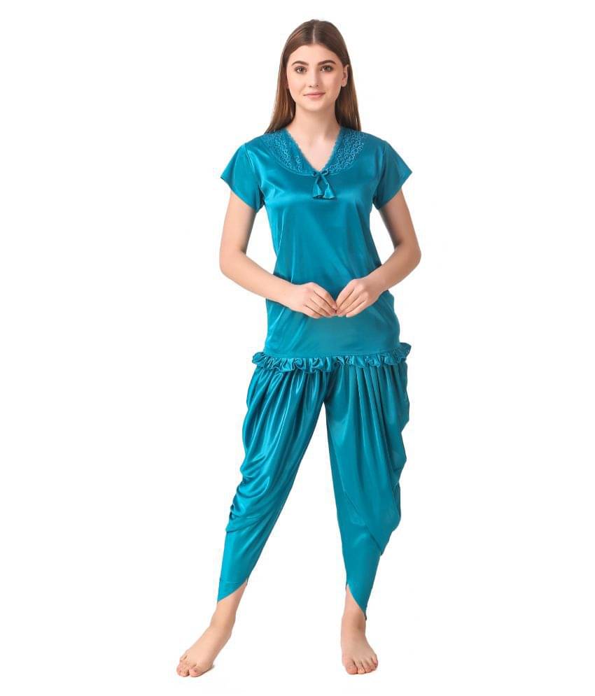 Reposey Satin Nightsuit Sets - Blue Reposey Satin Nightsuit Sets - Blue