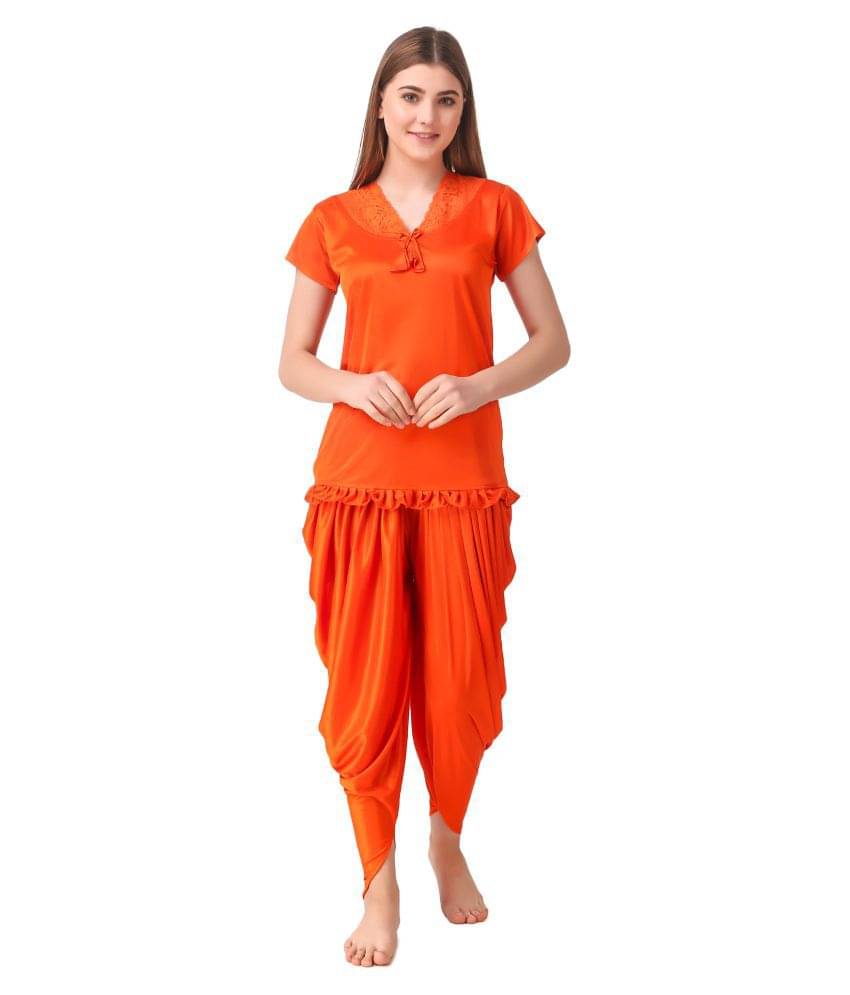     			Reposey Satin Nightsuit Sets - Orange
