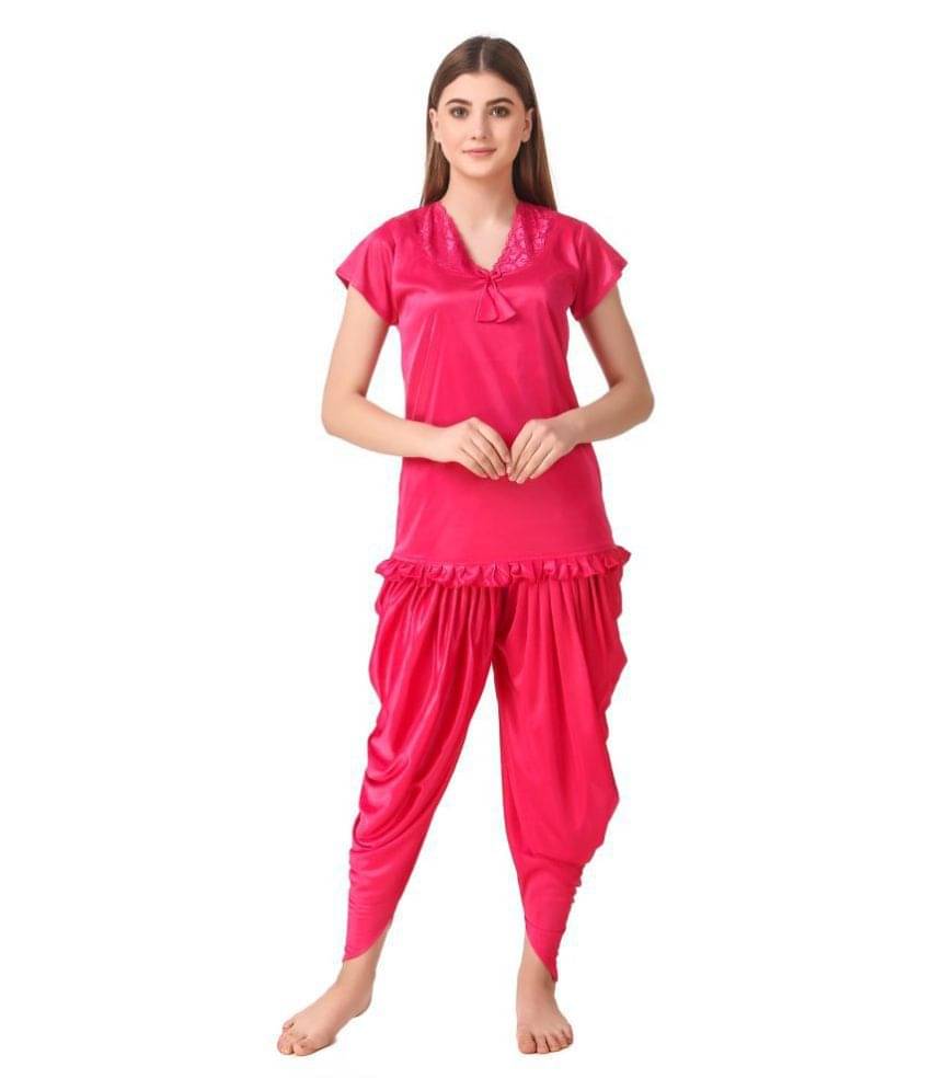     			Reposey Satin Nightsuit Sets - Pink