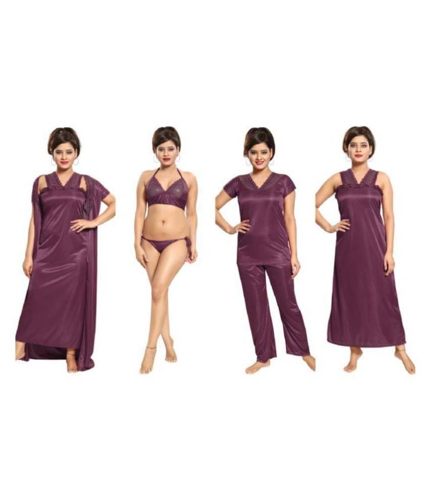 Reposey Satin Nightsuit Sets - Purple Reposey Satin Nightsuit Sets - Purple