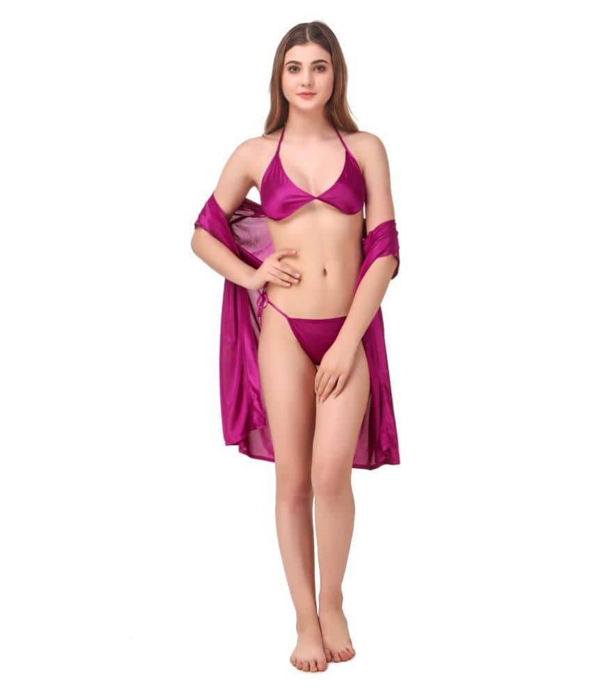 Reposey Satin Nighty & Night Gowns - Purple - Nightwear & Loungewear | Buy online on ZillyBuy