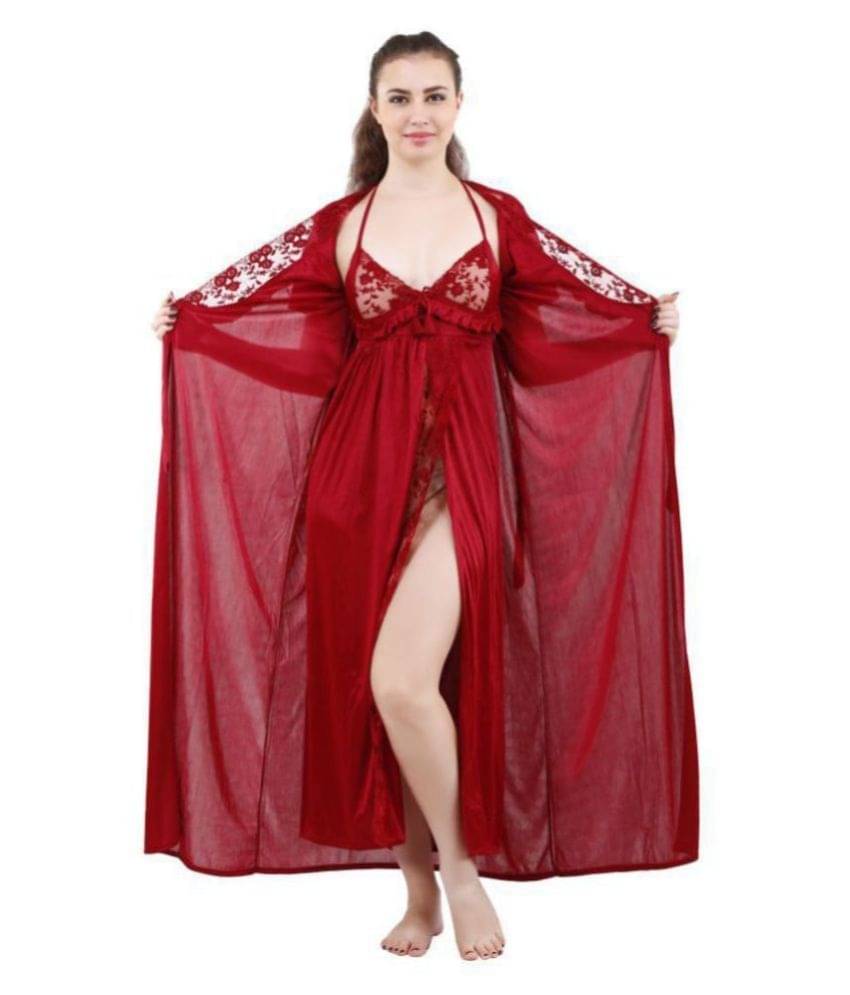     			Reposey Satin Nighty & Night Gowns - Maroon