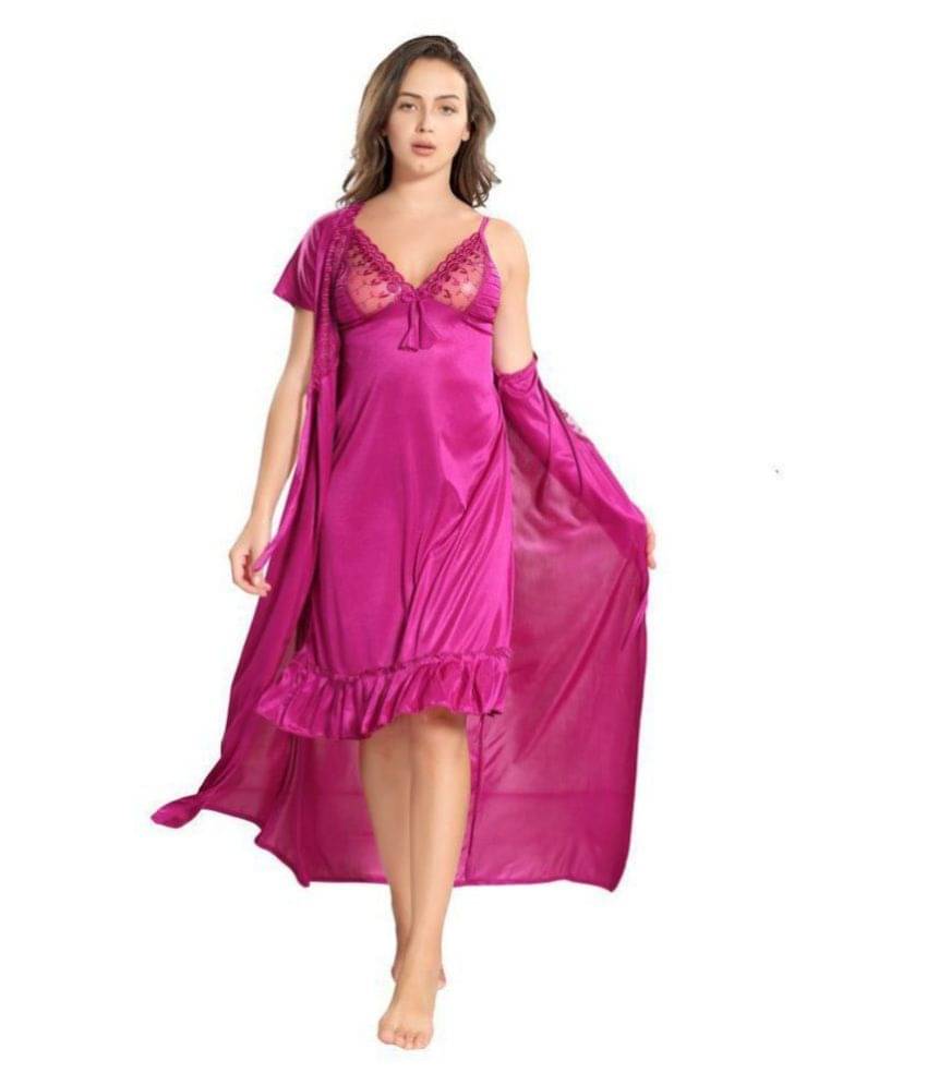 Reposey Satin Nighty & Night Gowns - Purple Reposey Satin Nighty & Night Gowns - Purple