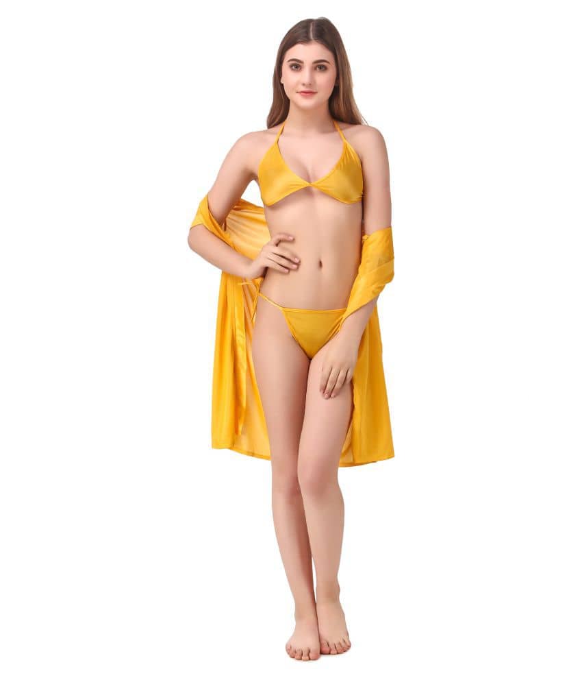 Reposey Satin Nighty & Night Gowns - Yellow - Nightwear & Loungewear | Buy online on ZillyBuy