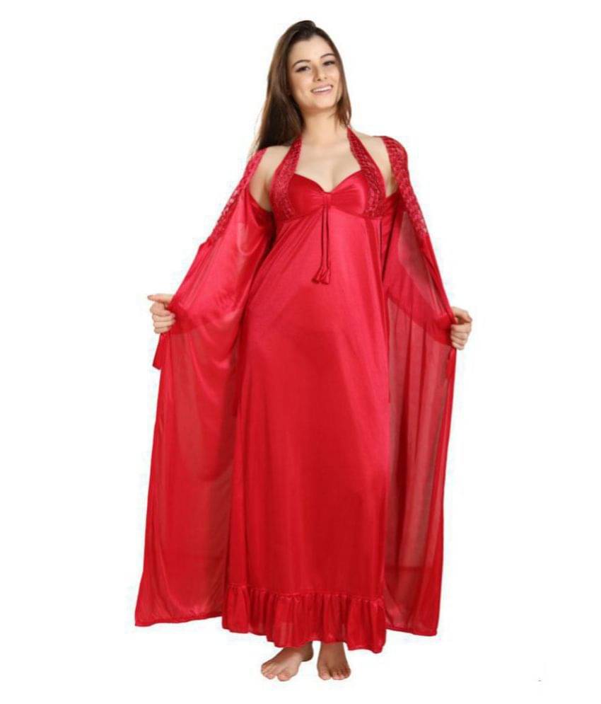 Reposey Satin Robes - Red     			Reposey Satin Robes - Red