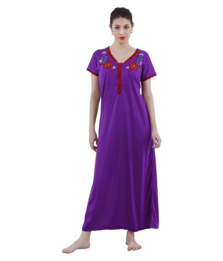 Reposey Viscose Night Dress - Purple Reposey Viscose Night Dress - Purple
