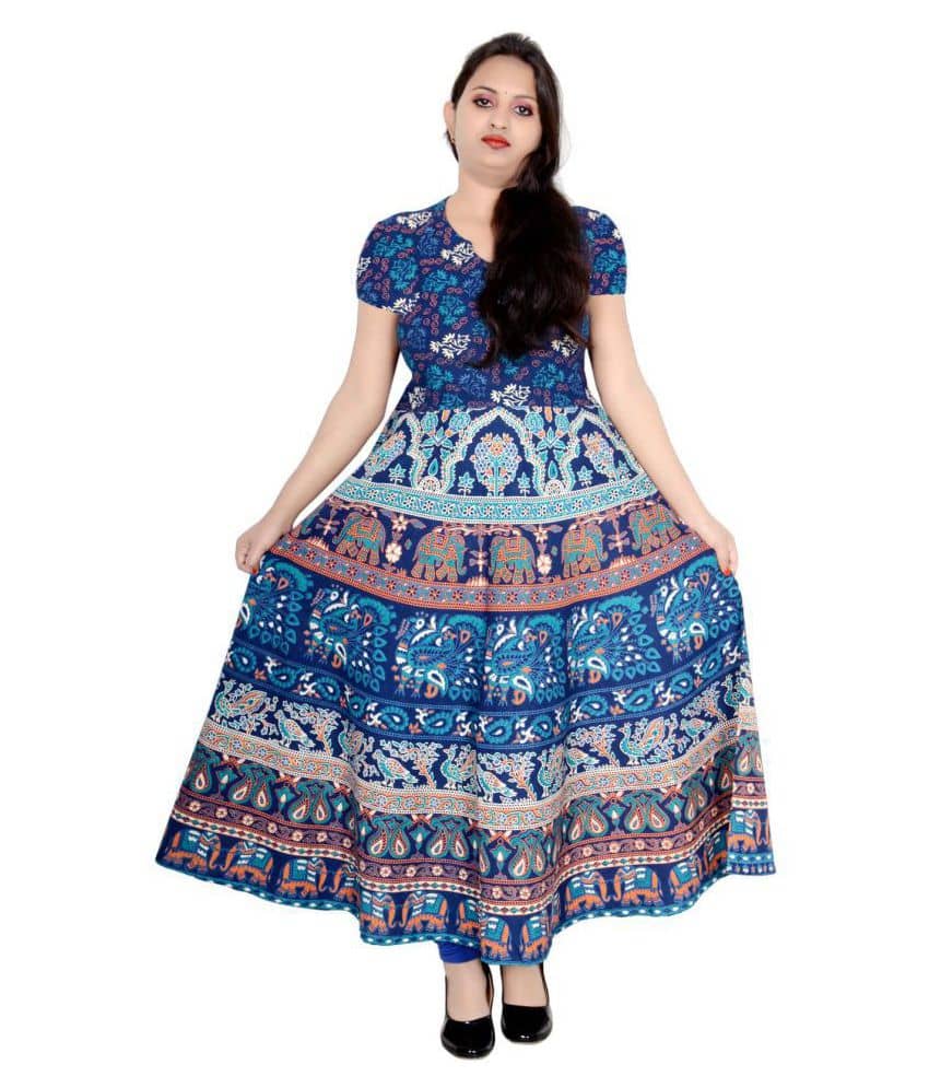 Sttoffa - Turquoise Cotton Women's Flared Kurti