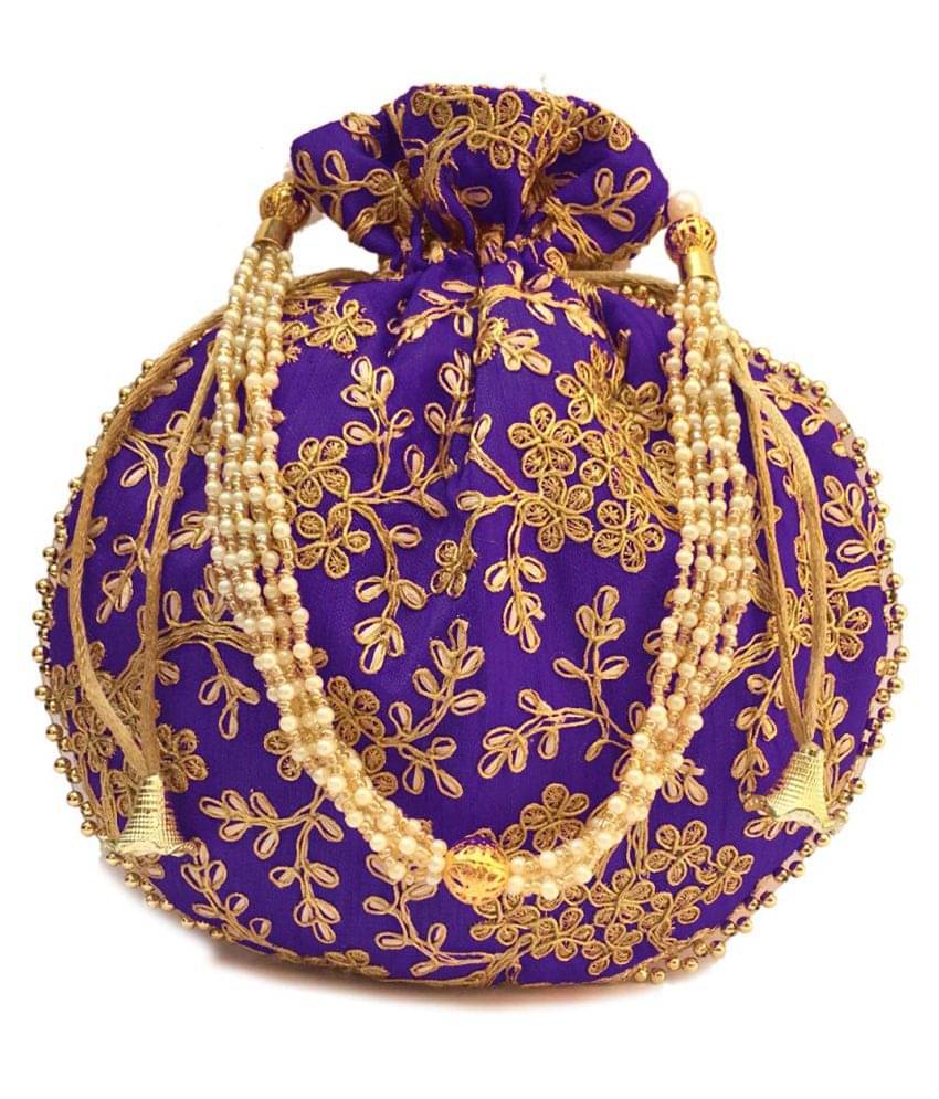     			Bulbul Blue Silk Potli