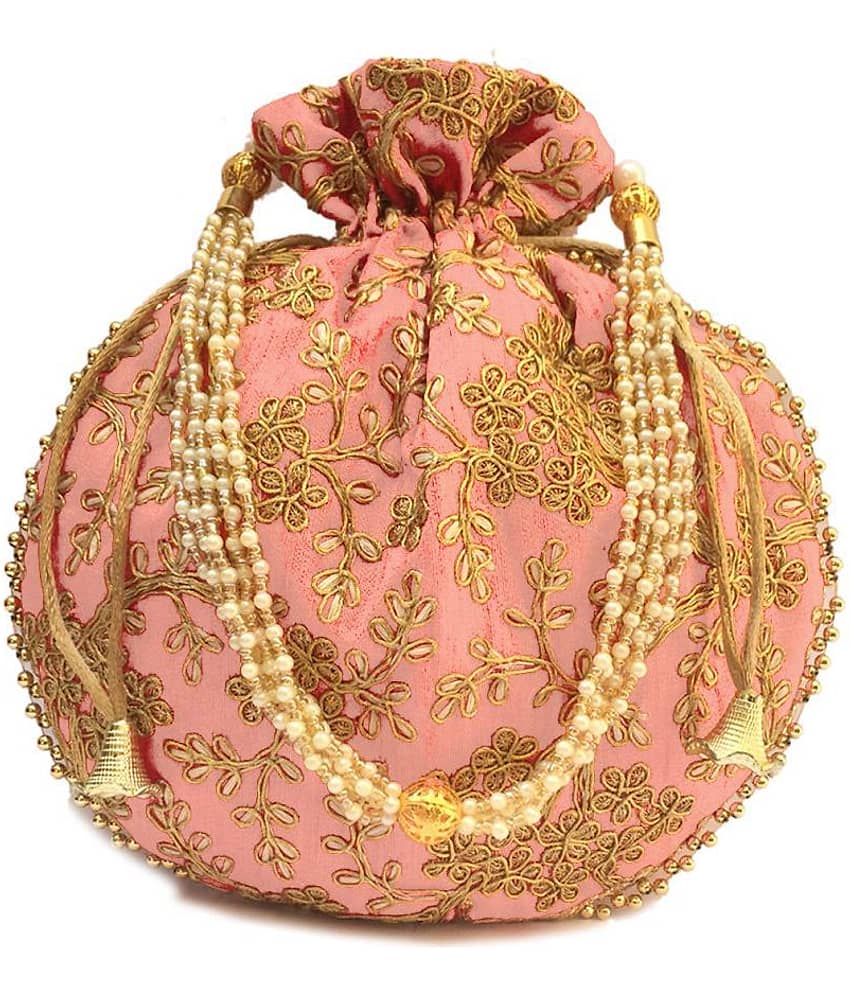 Bulbul Pink Silk Potli - Handbags | Buy online on ZillyBuy