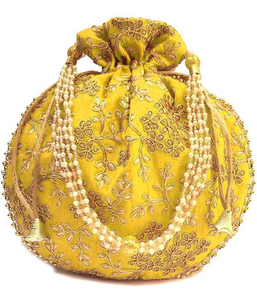 Bulbul Yellow Silk Potli - Handbags | Buy online on ZillyBuy