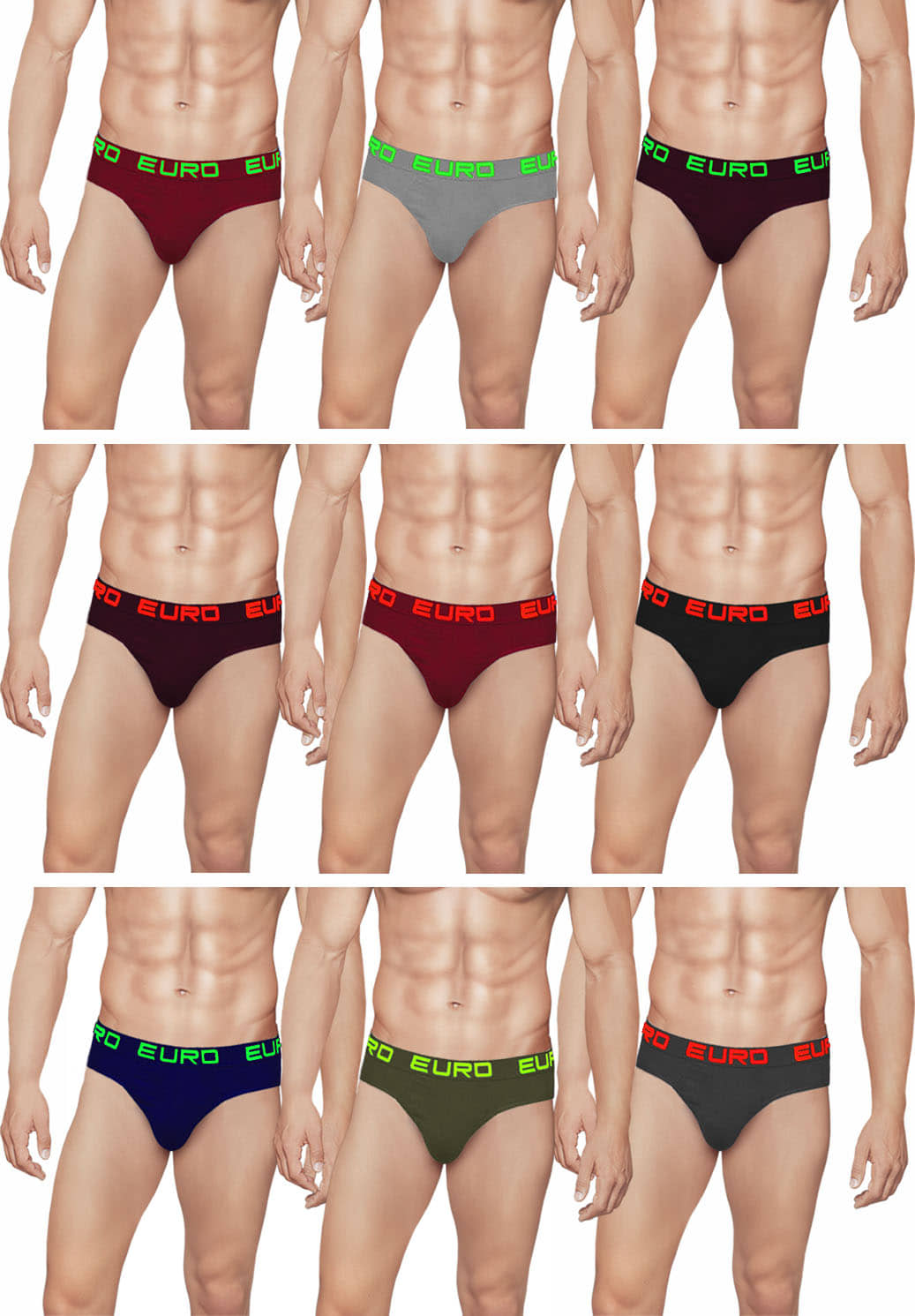 Euro Multi Brief Pack of 9