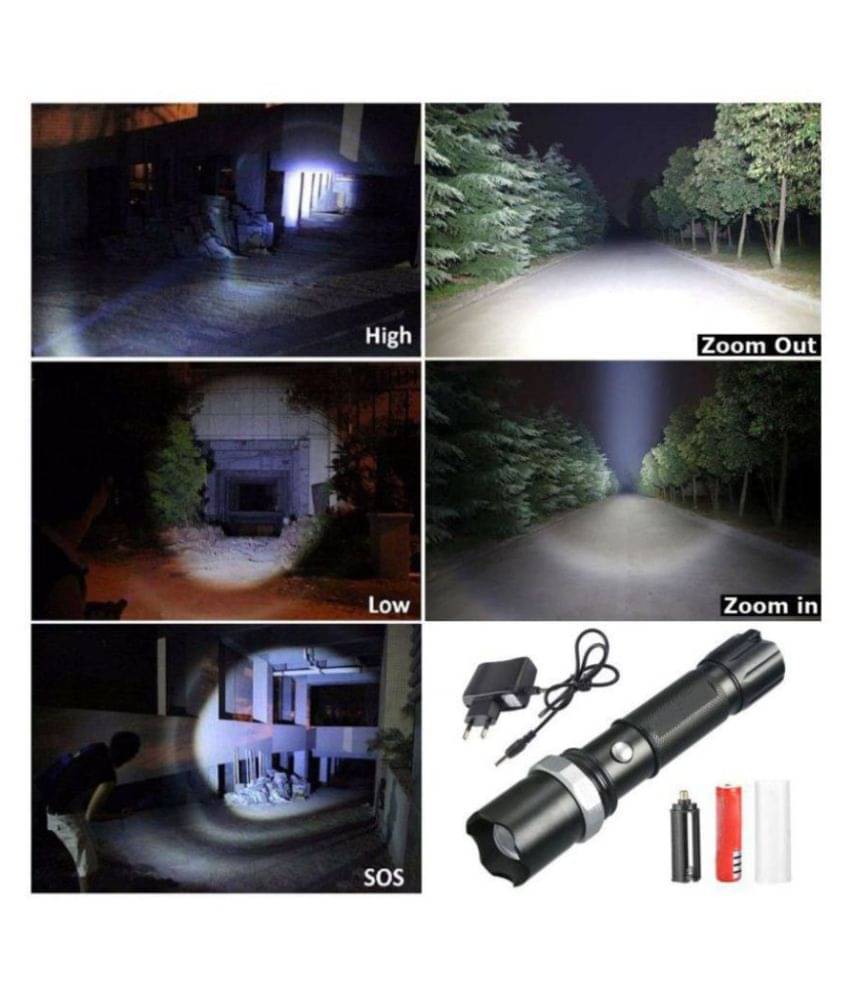 SJ 7W Flashlight Torch Rechargeable 400M - Pack of 1 SJ 7W Flashlight Torch Rechargeable 400M - Pack of 1