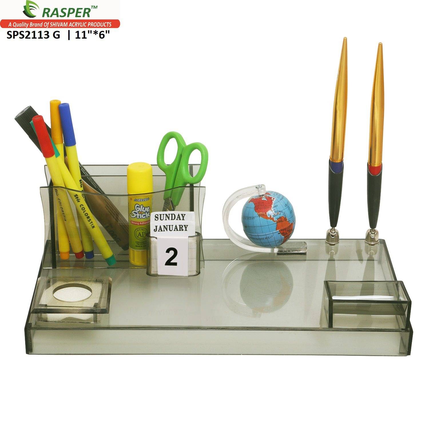    			Rasper Executive Acrylic Table Top Pen Stand With Globe