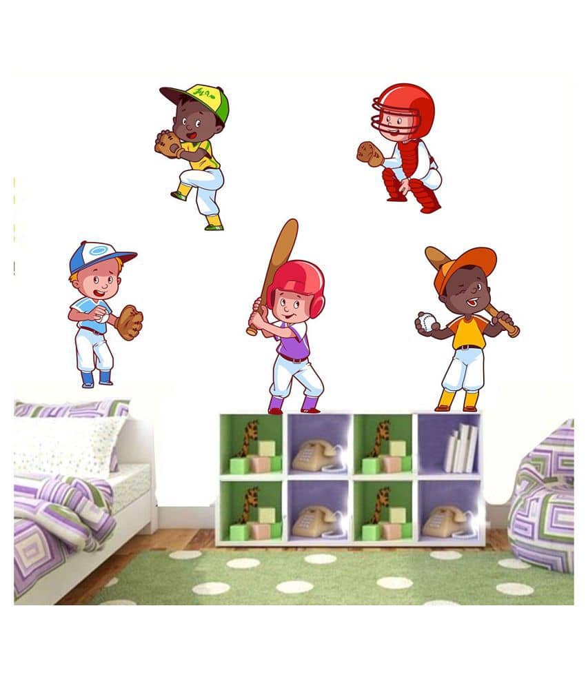 Asmi Collection Kids Playing Cricket Sports Sticker ( 200 x 200 cms )